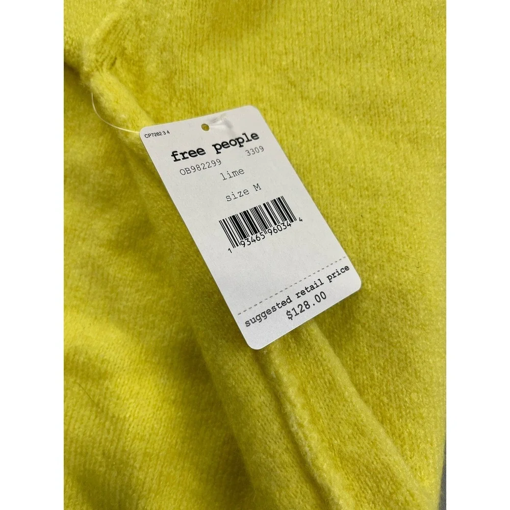 Free People Womens Sweater Medium Yellow Wool Blend Oversized Cozy Knit Tunic‎
